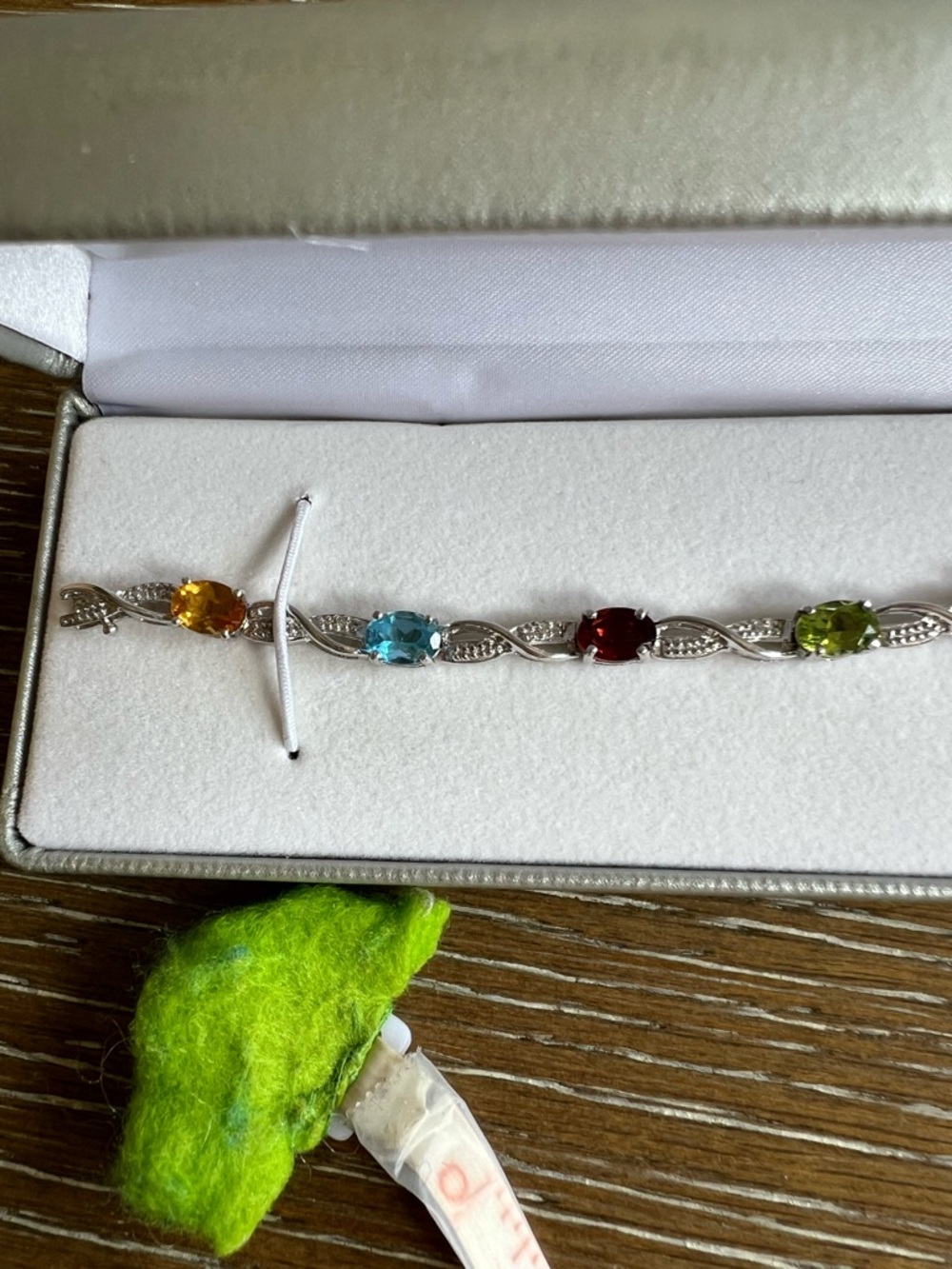 Multi-Gemstone Sterling Silver Bracelet - Colorful Birthstone Accent - Picture 5 of 7